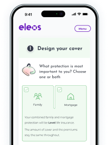Eleos app screenshot with design your cover